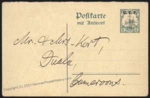 Germany 1915 WWI CEF Kamerun Camerouns Cover Postal Reply Card 112714