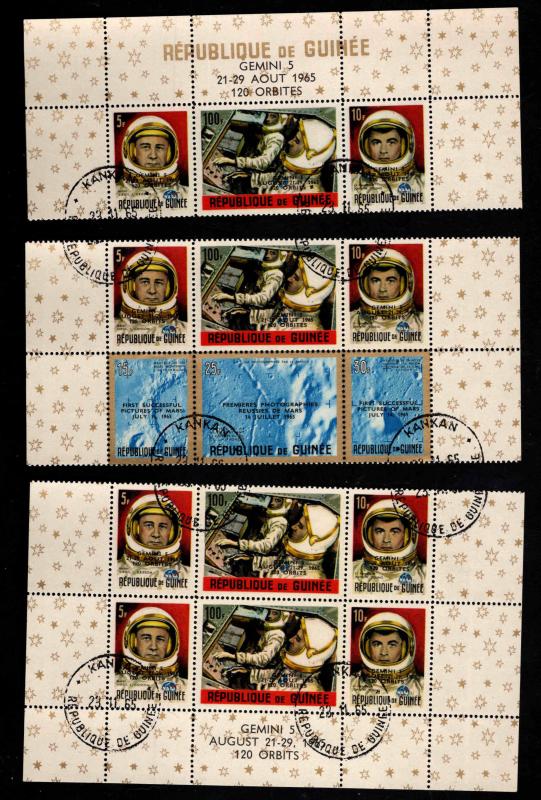 Guinea Scott 382-387a 1965 American Achievements in Space Sheet CTO