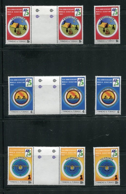 Trinidad and Tobago 361 - 363 Boy Scouts Singles and Pairs Stamp Set MNH 1982