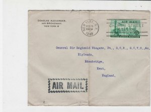 General Sir Francis Reginald Wingate 1948 New York Cancel Stamps Cover R 17339