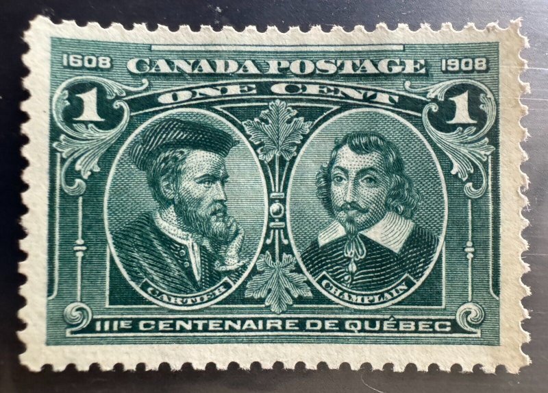 CANADA 1908 Quebec Tercentenary Issue 1c Blue-Green MNG well centeredSC#97 C5348