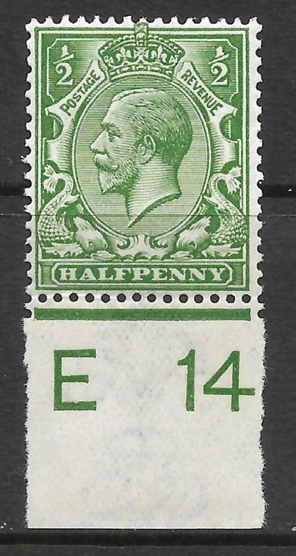 N14(8) ½d Yellow Green Control E 14 imperf UNMOUNTED MINT