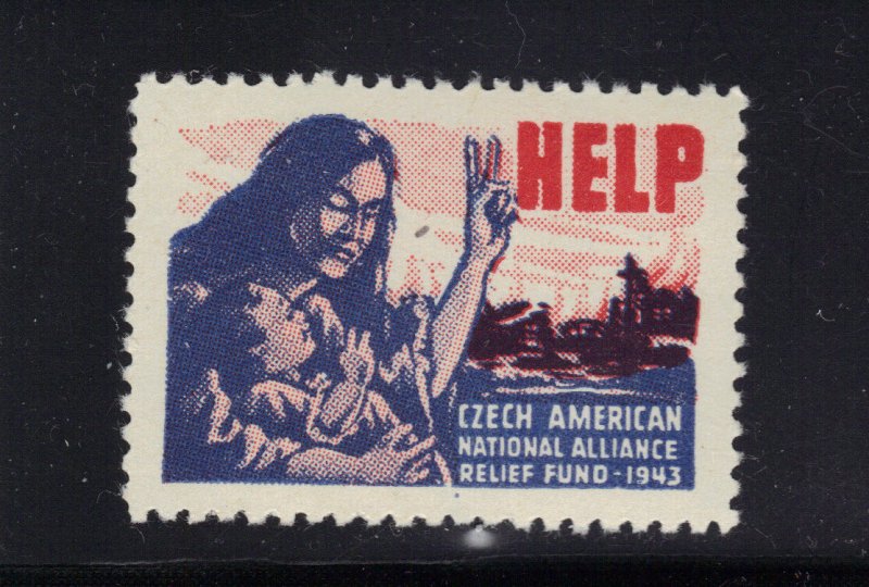 1943 Stamp Czech American National Alliance Relief Fund WWII Charity Seal MNH 