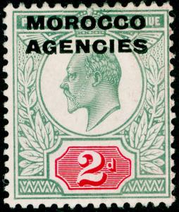 MOROCCO AGENCIES SG33, 2d pale grey-green & carmine-red, M MINT. Cat £10.