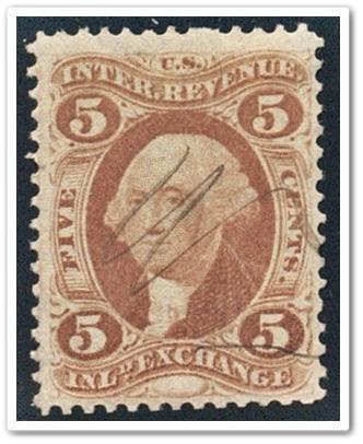 R27c 5¢ Revenue: Inland Exchange (1862) Used