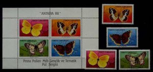 Turkey 2421-24/2424a MNH Butterflies SCV52.50