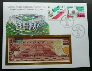 Mexico Football 1998 FDC Stadium Games Sport (banknote cover) *rare