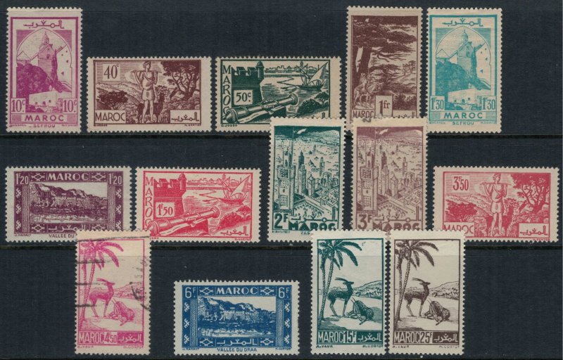 French Morocco #197-212,5,7,9*/u  CV $11.50