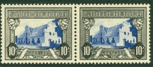 Sg 64c South Africa 1933-48 10 Blue & Sepia Pair. Fine Ungrasped Mint Fresh-