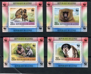 Guinea 2000 WWF MONKEYS BABOON & MANGABEY 4 Deluxe s/s Mint (NH)