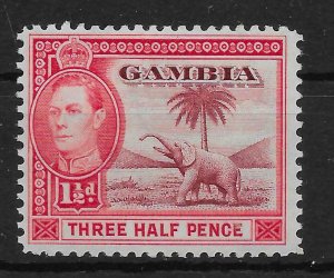 GAMBIA SG152 1938 1½d BROWN LAKE & BRIGHT CARMINE MTD MINT