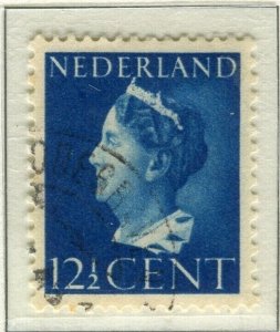 NETHERLANDS; 1940 early Wilhelmina definitive issue fine used 12.5c. value