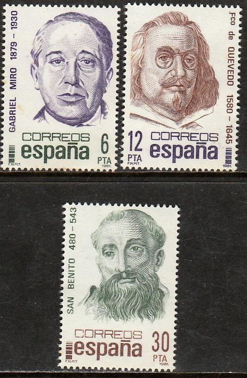 SPAIN 2239-2241, FAMOUS PEOPLE COMMEMORATIONS. MINT, NH. F-VF. (163)