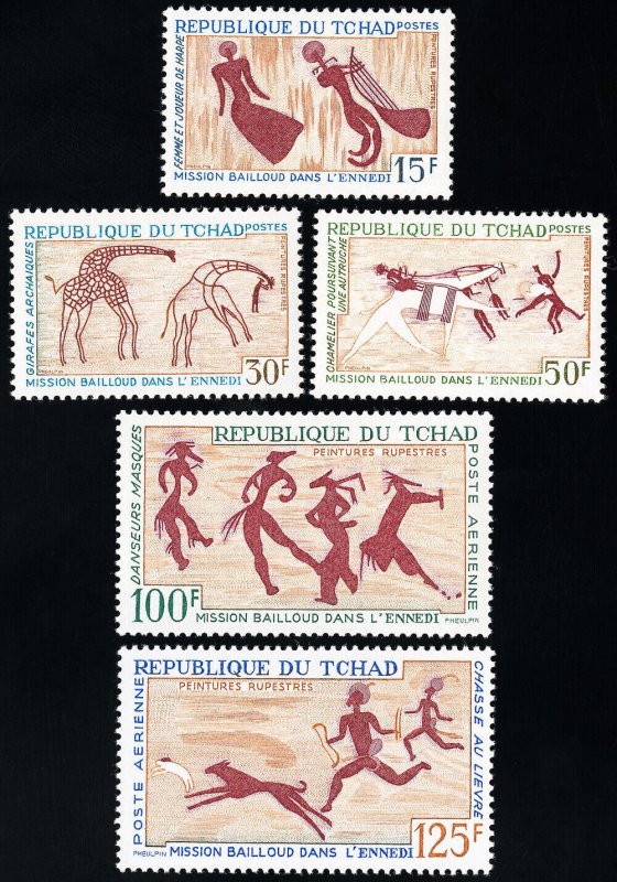 Chad Stamps # 148-50+C38-9 MNH XF