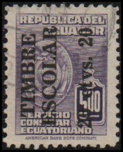 Ecuador RA62 - Used - 20c on 5c Coat of Arms (Black Ovpt) (1951)