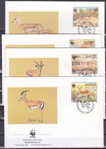 Bahrain, Scott cat. 408-411. W.W.F.-Gazelles issue. 4 First day covers. ^