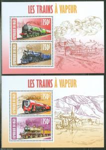 NIGER 2013  STEAM TRAINS   SET OF TWO SHEETS    MINT NH