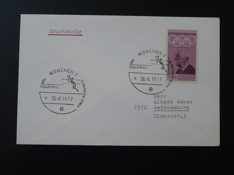 Munchen olympic games volleyball postmark on cover Germany 1972