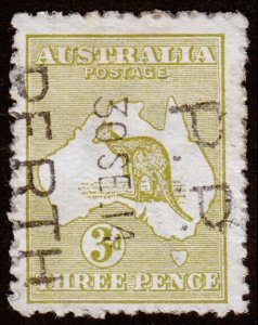 Australia Scott 5, Die I, Olive Bister (1913) Used F, CV $17.50 M