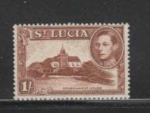 ST. LUCIA #121a 1948 1sh KING GEORGE VI & GOV'T HOUSE MINT VF NH O.G