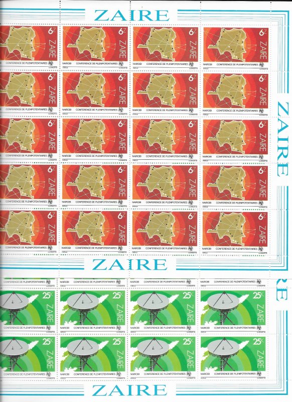 Zaire 1121-8 ITU/Satellites  MNH cpl. set x 100, vf. 2022 CV $ 705.00