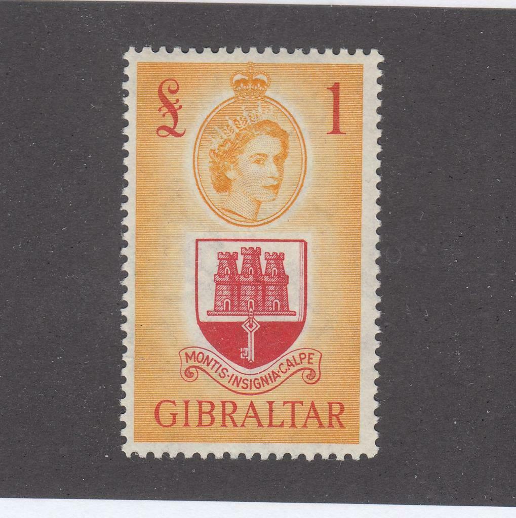 GIBRALTAR 145 VFMLH 1953 QEII / ARMS OF GIBRALTAR CAT VALUE 58