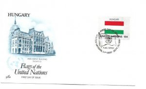 United Nations #340 15c Flag Series 1980, Hungary, ArtCraft FDC