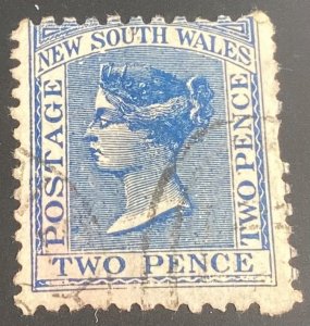 New South Wales #53f 2p blue perf 11x12 used 1871 Queen Victoria