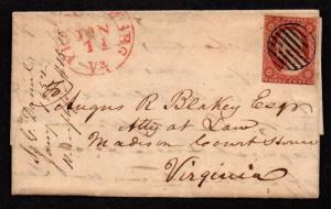 $US Sc#10a copper brown shade on cover, APS Cert., Pos 44L2E, Cv. $1100