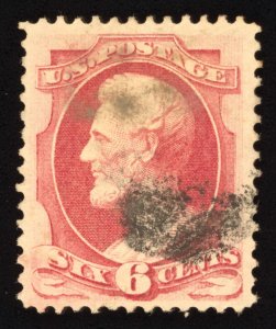 US Scott 148 Used 6c carmine Abraham Lincoln, w/o Grill Lot M1050 bhmstamps