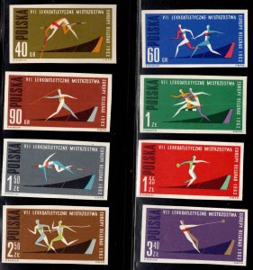 Poland Scott  1079-1086 MNH**  Imperforate Belgrade sport championship set