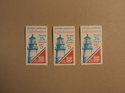 USPS Scott 2470-74 25c Lighthouse 3 Books 1990 60 Stamps ...