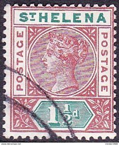 ST HELENA 1890 QV 1.5d Red-Brown & Green SG48 FU