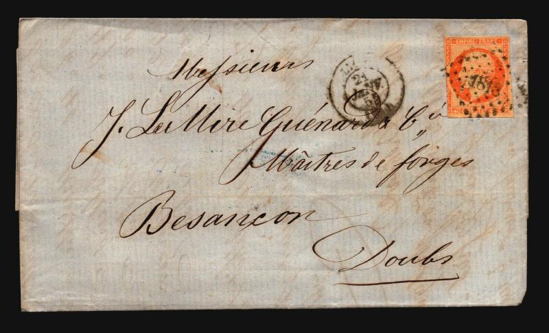 France 1855 Letter Cover / Lyon CDS - Z15695