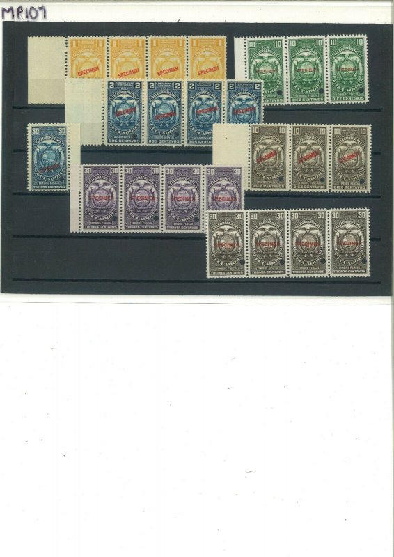 ECUADOR TELEGRAPH Stamps ABNCo. *SPECIMEN* 1c-30c Group {23} Strips UM MNH MF107