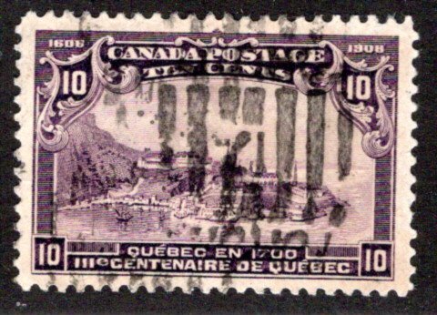 101 Scott - 10c violet, VF/XF, Used, Quebec in 1700 Toronto Roller Cancel