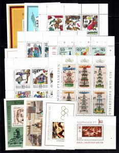 Germany DDR 12  MNH different sheets  cat $ 22.00