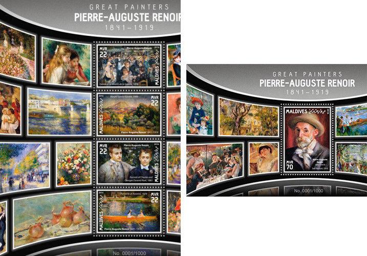 Art Great Painters Rubens Vermeer Rubens etc Maldives 20 MNH sheets stamp set