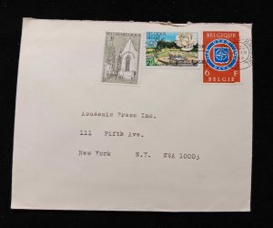 C) 1969 BELGIUM, AIR MAIL, POSTCARD SENT TO THE UNITED STATES WITH MULTIPLE  XF