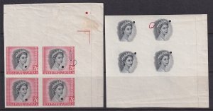 Rhodesia & Nyasaland, Scott 152 (SG 12), Imperf Plate Proof Blocks of Four