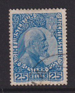 Liechtenstein #3a  used  Prince Johann II 25rp