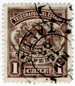 (I.B) Chile Telegraphs : 1P Brown (small format)