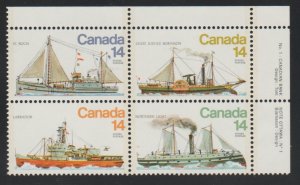 Canada 779 Ships - MNH - Plate block  UR