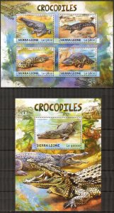 Sierra Leone 2017 Reptiles Crocodiles sheet + S/S MNH