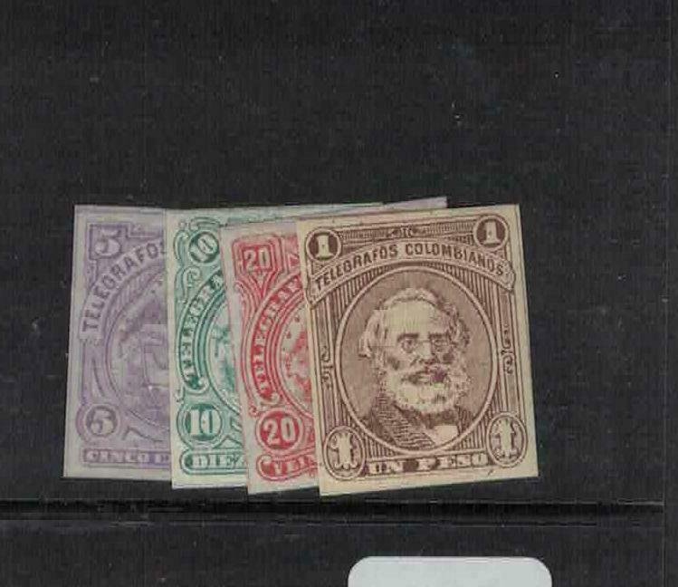 Colombia 1881 Telegraph 4 Different MOG (2gkw) 