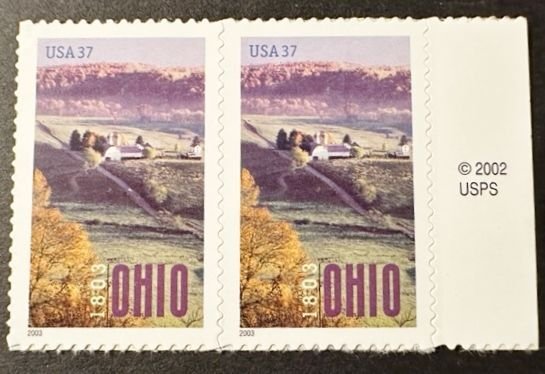 US # 3773 Ohio Statehood Bicentennial pair 37c 2003 Mint NH