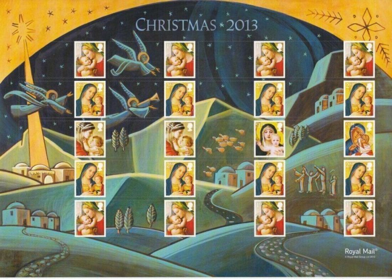 GB 2013 Madonna & Child Paintings Christmas Royal Mail Smiler Sheet SG LS88 U/M