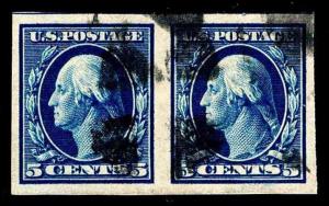 US. #347 USED 1909 FLAT PLATE IMPERFORATE PAIR - XF - $110.00 (ESP#7170)