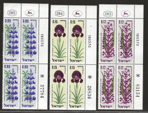 ISRAEL   SC# 414-16  PLATE  BLOCKS  FVF/MNH