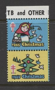 STAMP STATION PERTH USA  1965 Christmas Seals Verticle Pair MNH